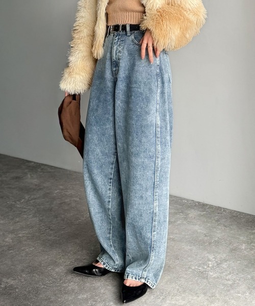 日本網紅聯名款!! 日本🇯🇵連線 Classical Elf X AYA 聯名 側立體縫線繭型牛仔寬褲 牛仔褲 直筒褲 寬褲 繭型褲 牛仔寬褲 落地褲 2色(任買兩件711免運)/預購