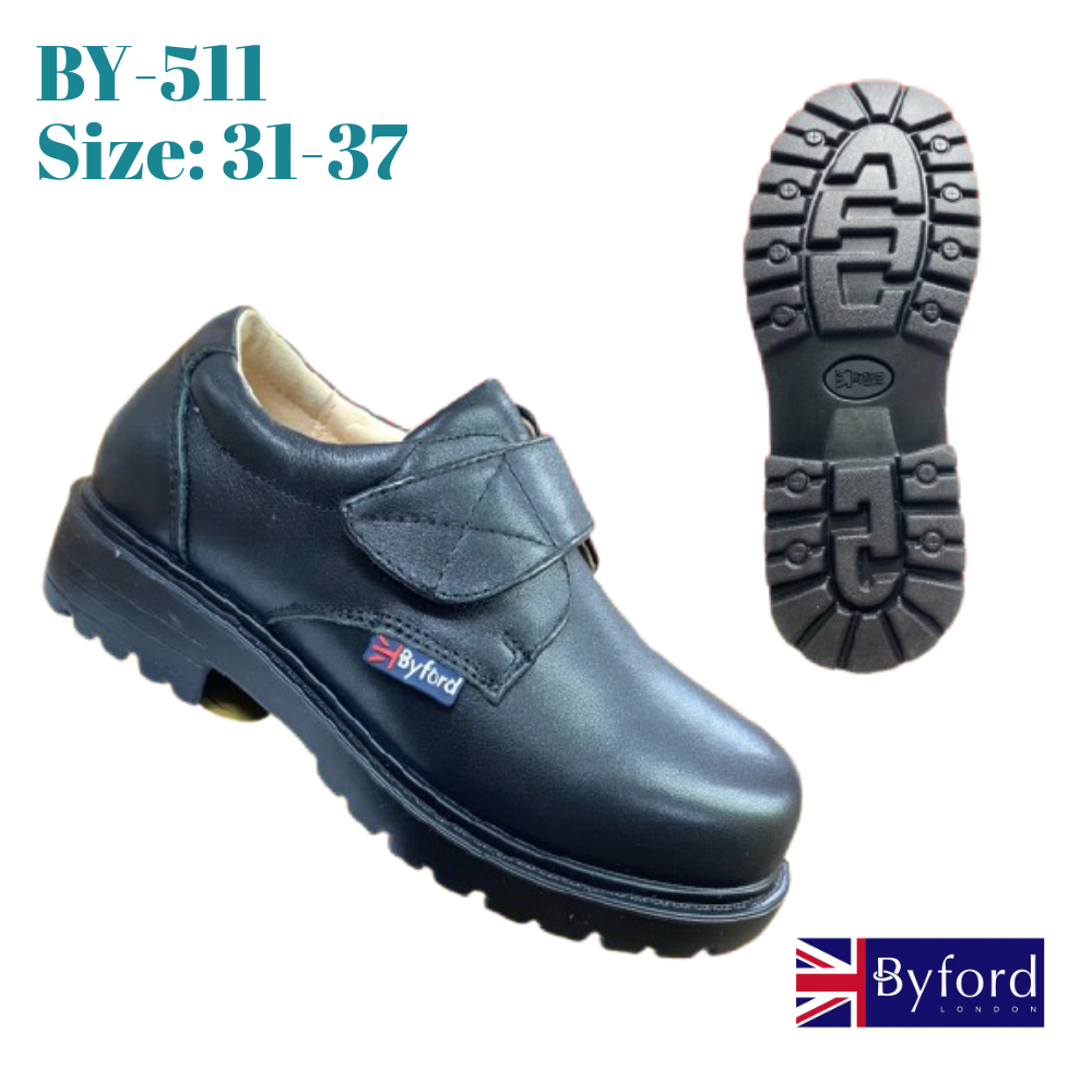 英國品牌 "Byford" 學生黑皮鞋