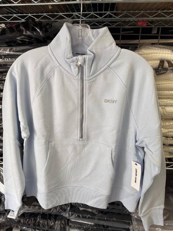 [U] DKNY FROST BLUE SPORT WOMEN'S PUFF-LOGO LONG-SLEEVE SWEATSHIRT, DP5T9993-A4I (UD71)