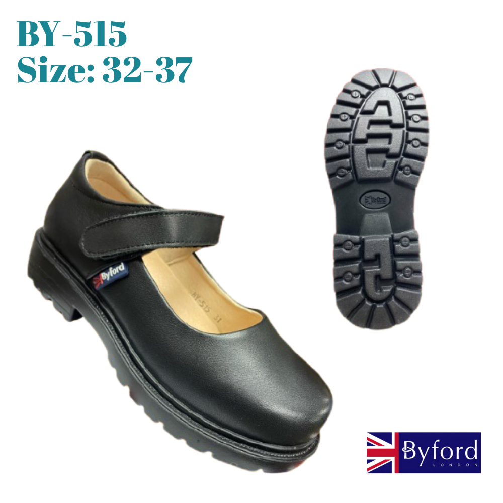 英國品牌 "Byford" 學生 女黑皮鞋