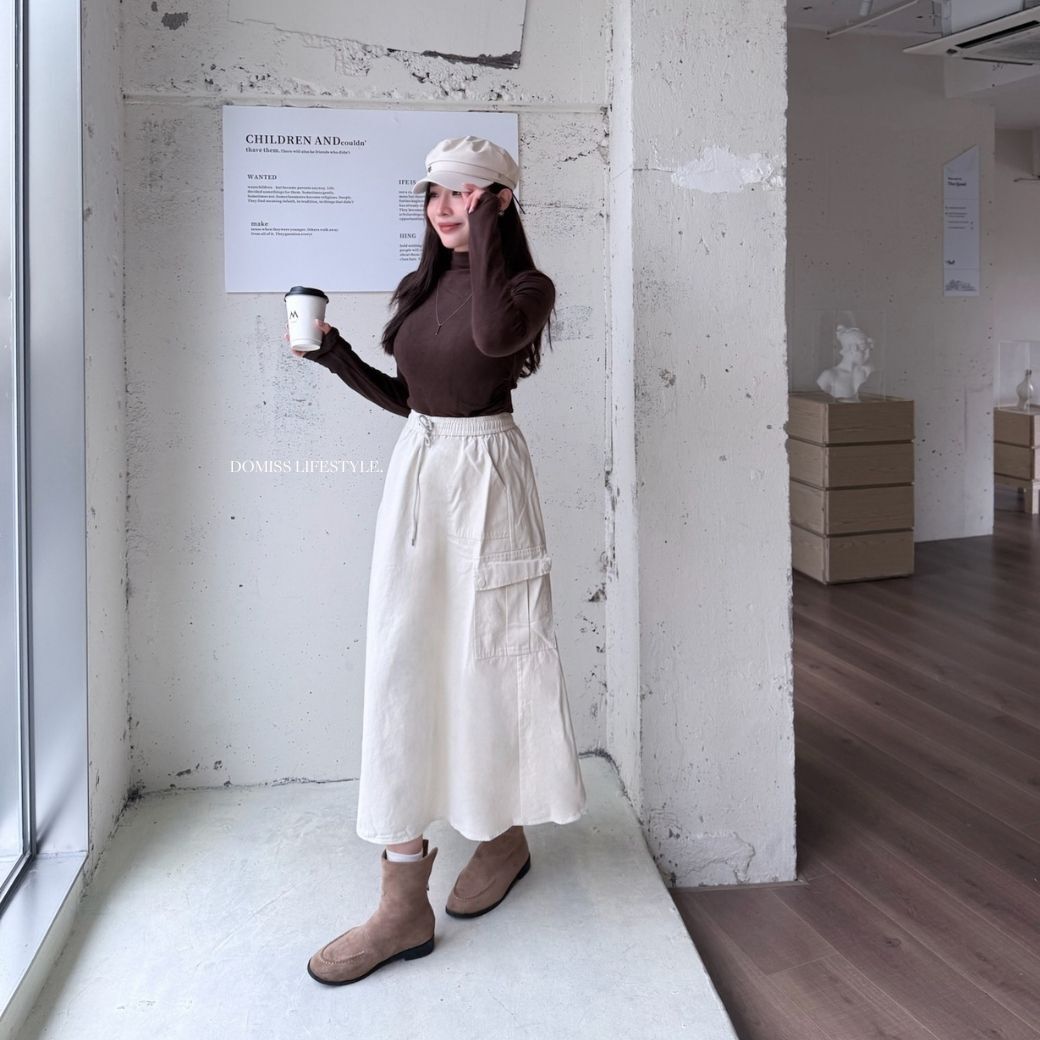 【墜鍊半高領】DOMISS顯瘦長袖上衣 柔軟打底衣 百搭質感打底衫-4色