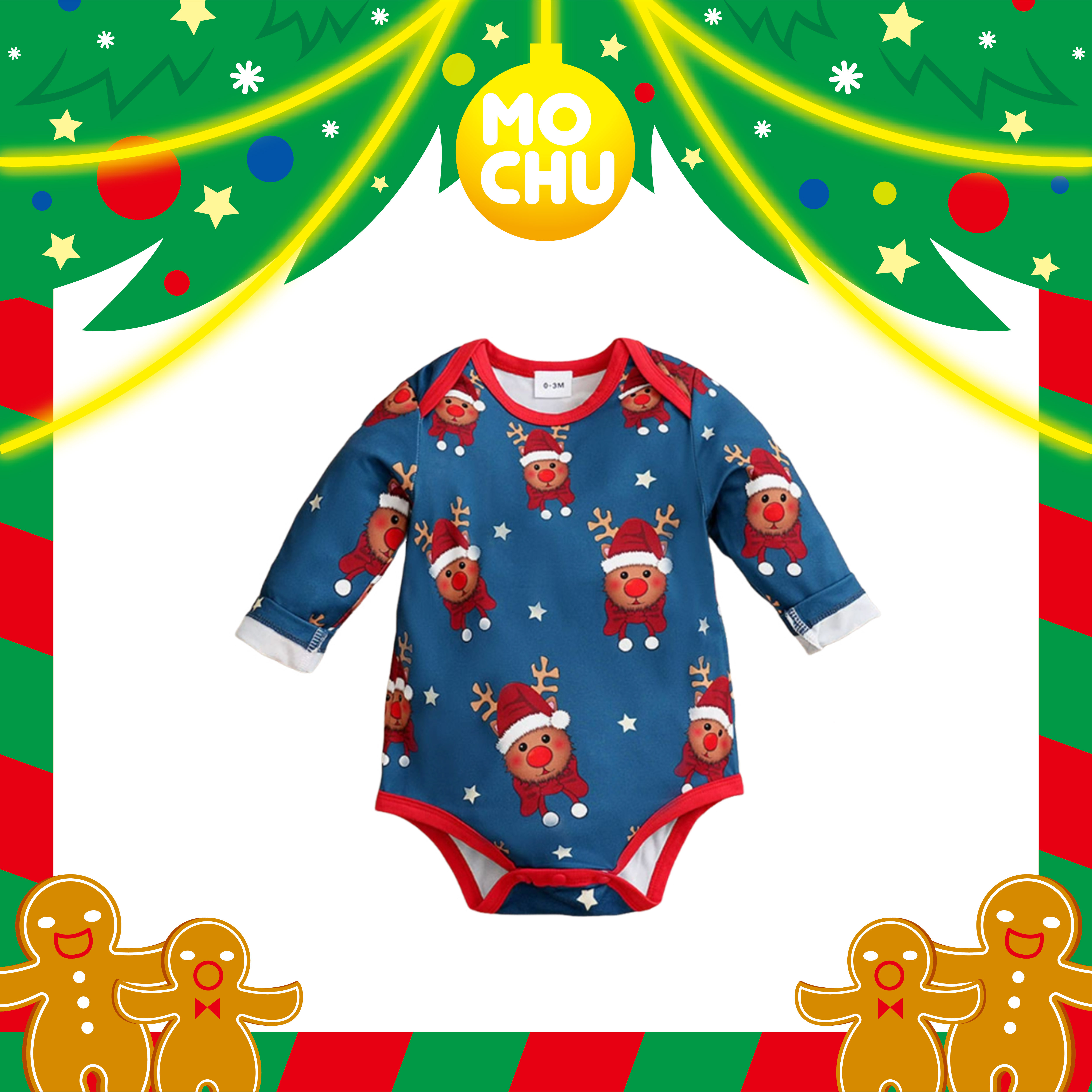 (80cm現貨)紅鼻馴鹿長袖包屁衣