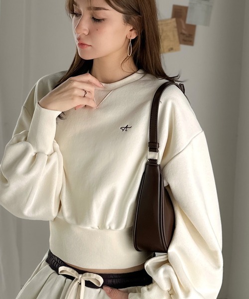 日本網紅聯名款!! 日本🇯🇵連線 Classical Elf x AYA 聯名 刺繡短版休閒運動衫 寬鬆 短版 縮口袖 長袖 運動衫 3色(任買兩件711免運)/預購