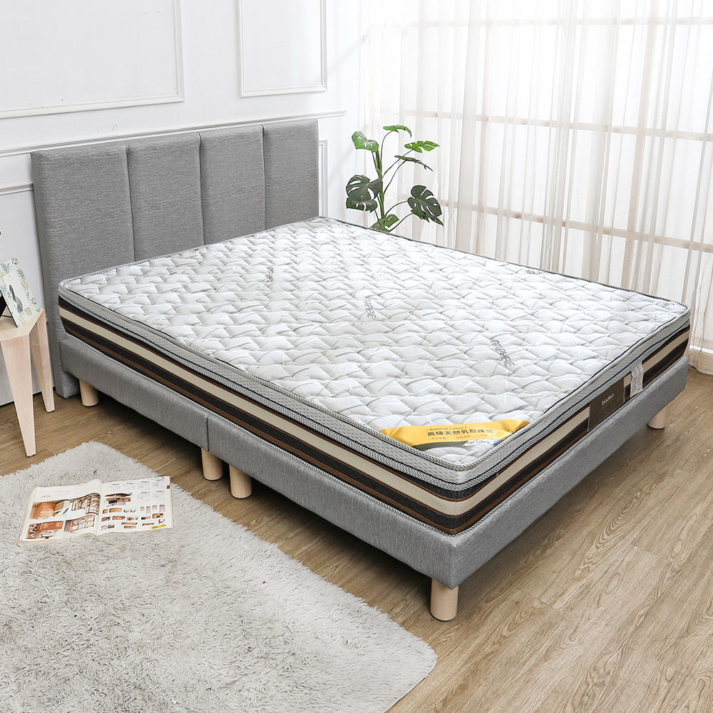 瑪朵5尺雙人貓抓皮革床房間組-3件組(附插座床頭片+床底+石墨烯天然乳膠床墊-兩色可選)