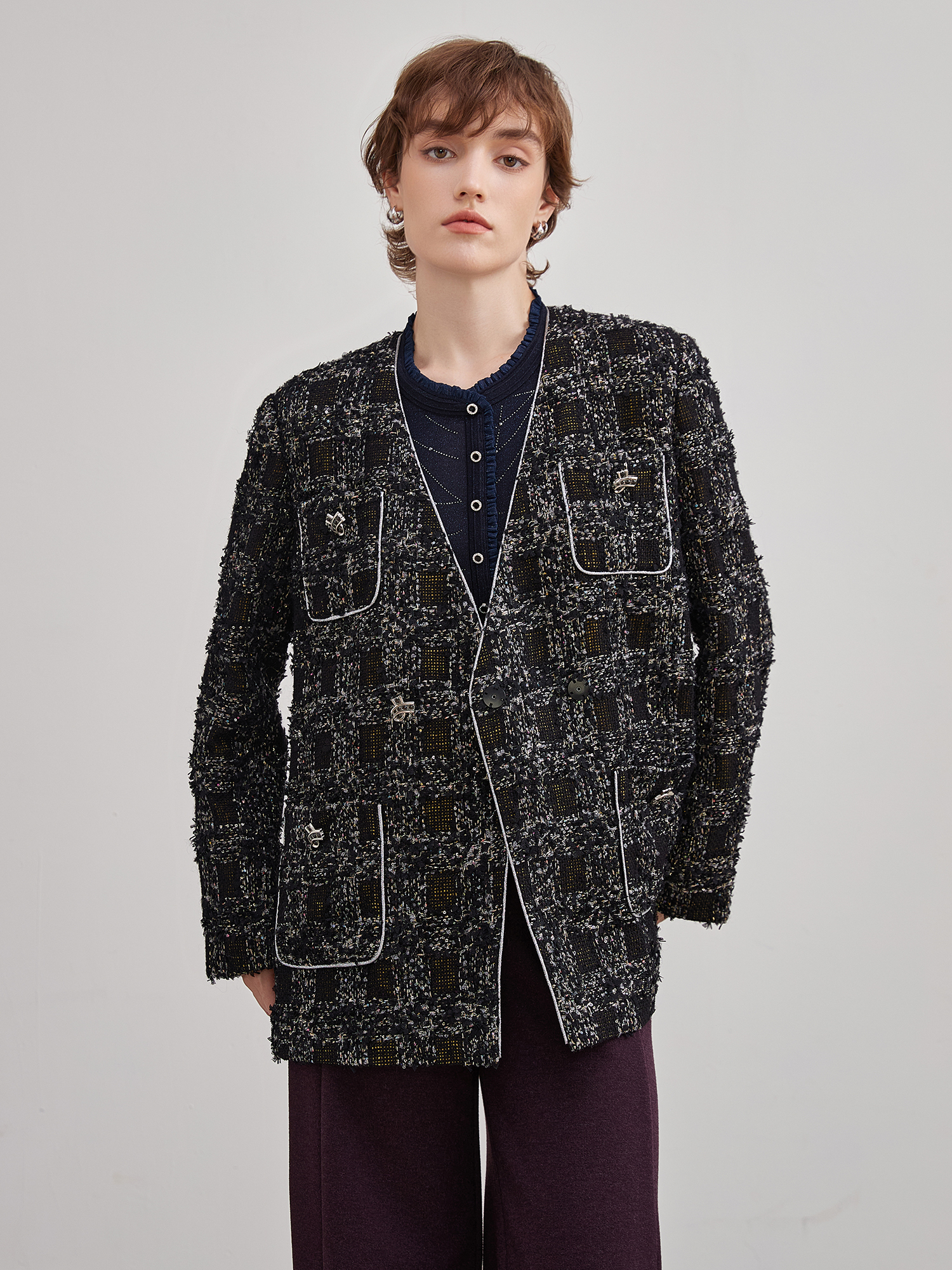 mi-tu 小香風閃鑽羊毛外套