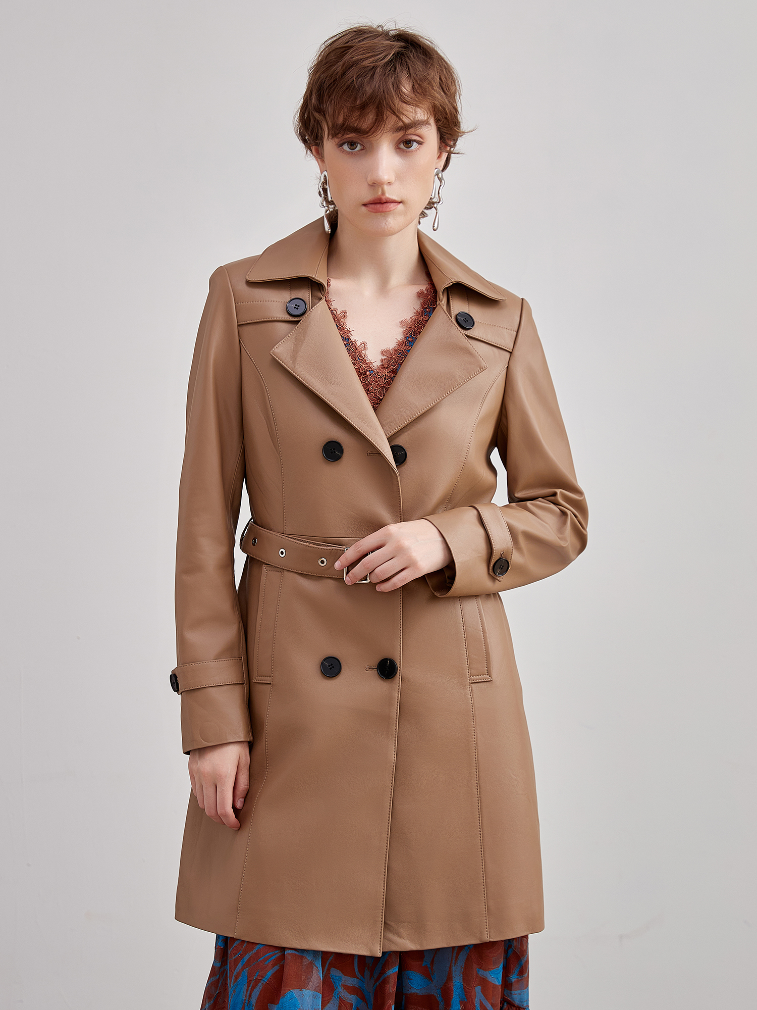 mi-tu 羊皮長款外套