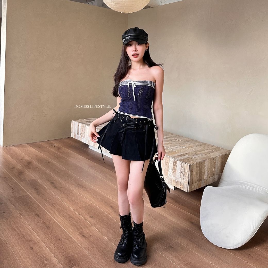 【海軍編織】DOMISS微辣針織平口背心 針織上衣 顯瘦四季可搭-2色