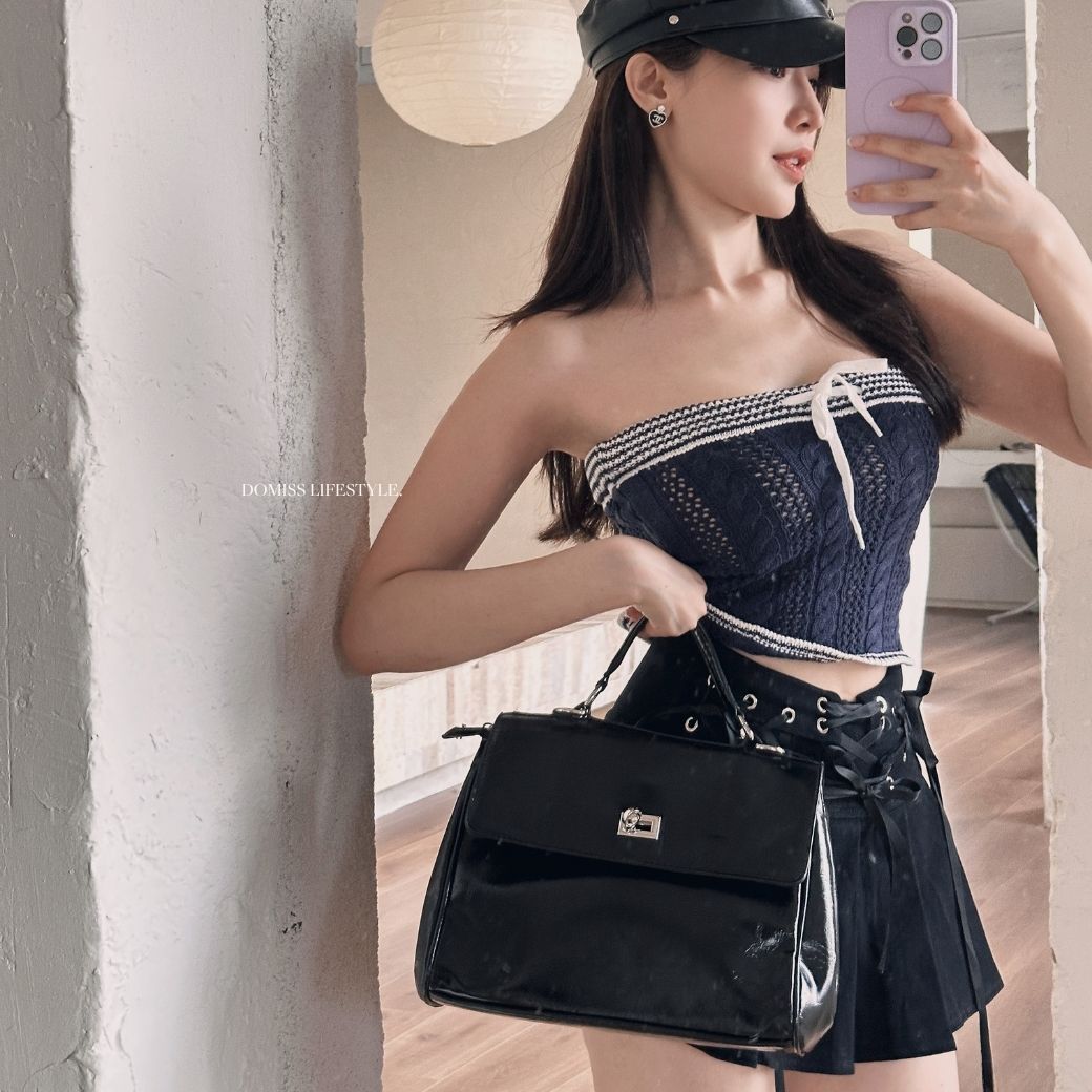 【海軍編織】DOMISS微辣針織平口背心 針織上衣 顯瘦四季可搭-2色