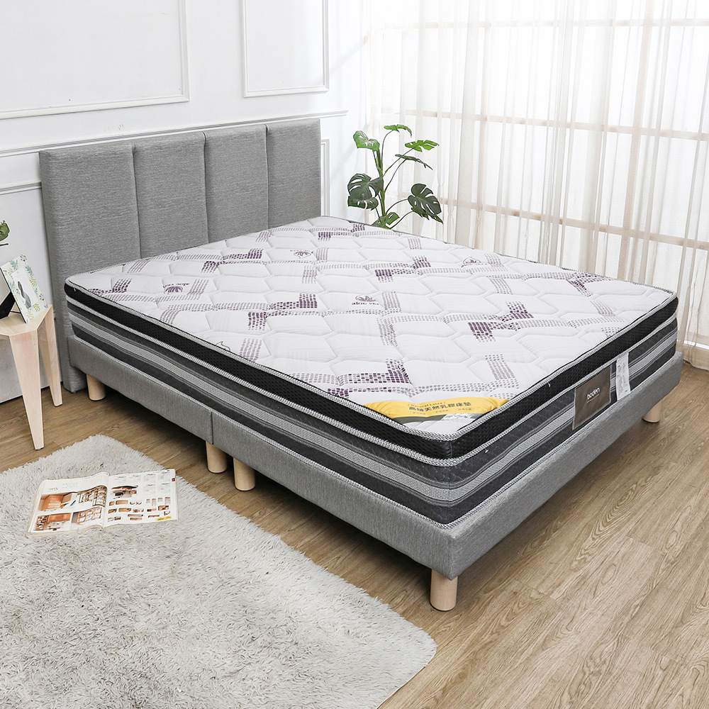 瑪朵5尺雙人貓抓皮革床房間組-3件組(附插座床頭片+床底+蘆薈纖維乳膠獨立筒床墊-兩色可選)