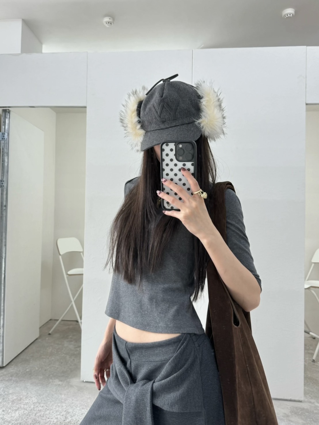 <可以預購了!!>OPEN YY FAUX FUR CORDUROY EARFLAP CAP