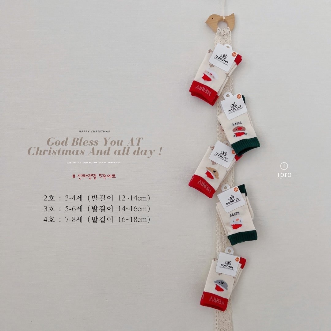 韓國🇰🇷1pro 聖誕襪五雙組