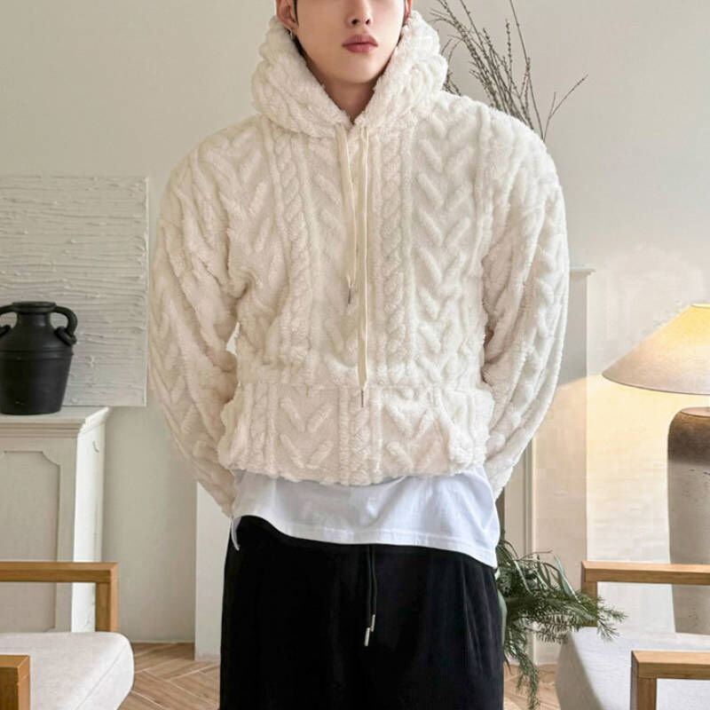 Boxy短版慵懶風保暖毛絨帽T