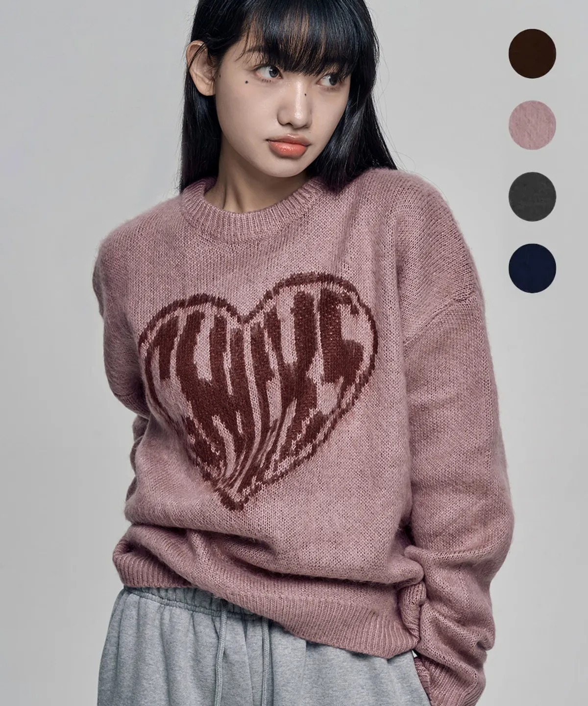 CHICKS HEART CHICKS OVERFIT ROUND KNIT