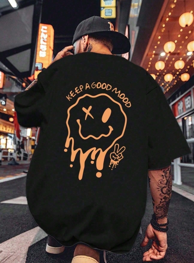 KADMAX大尺碼-大碼男圓領融化笑臉印花短袖TEE〈KSMS2629〉