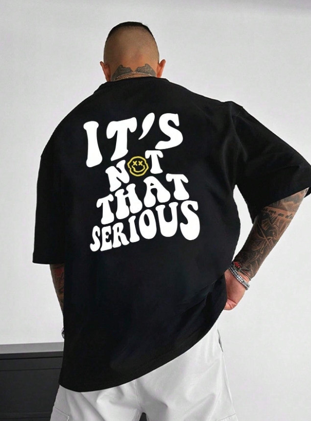 KADMAX大尺碼-大碼男圓領夏季標語印花短袖TEE〈KSMS2630〉