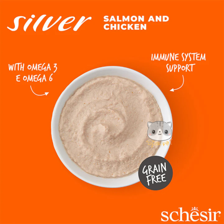 Schesir Silver Salmon &  Chicken Mousse Cat Pouch 80g
