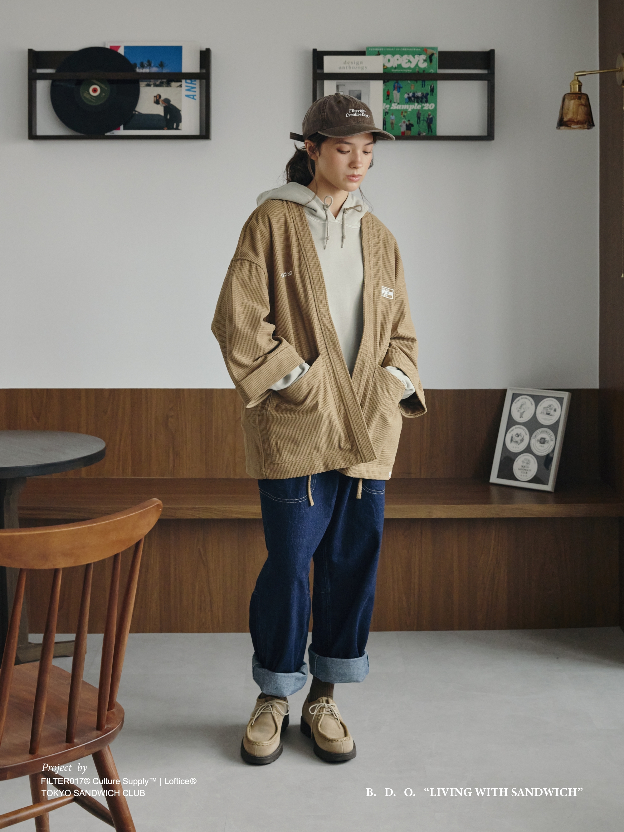 FILTER017®  B.D.O. 三明治吉祥物格紋燈芯絨野良罩衫