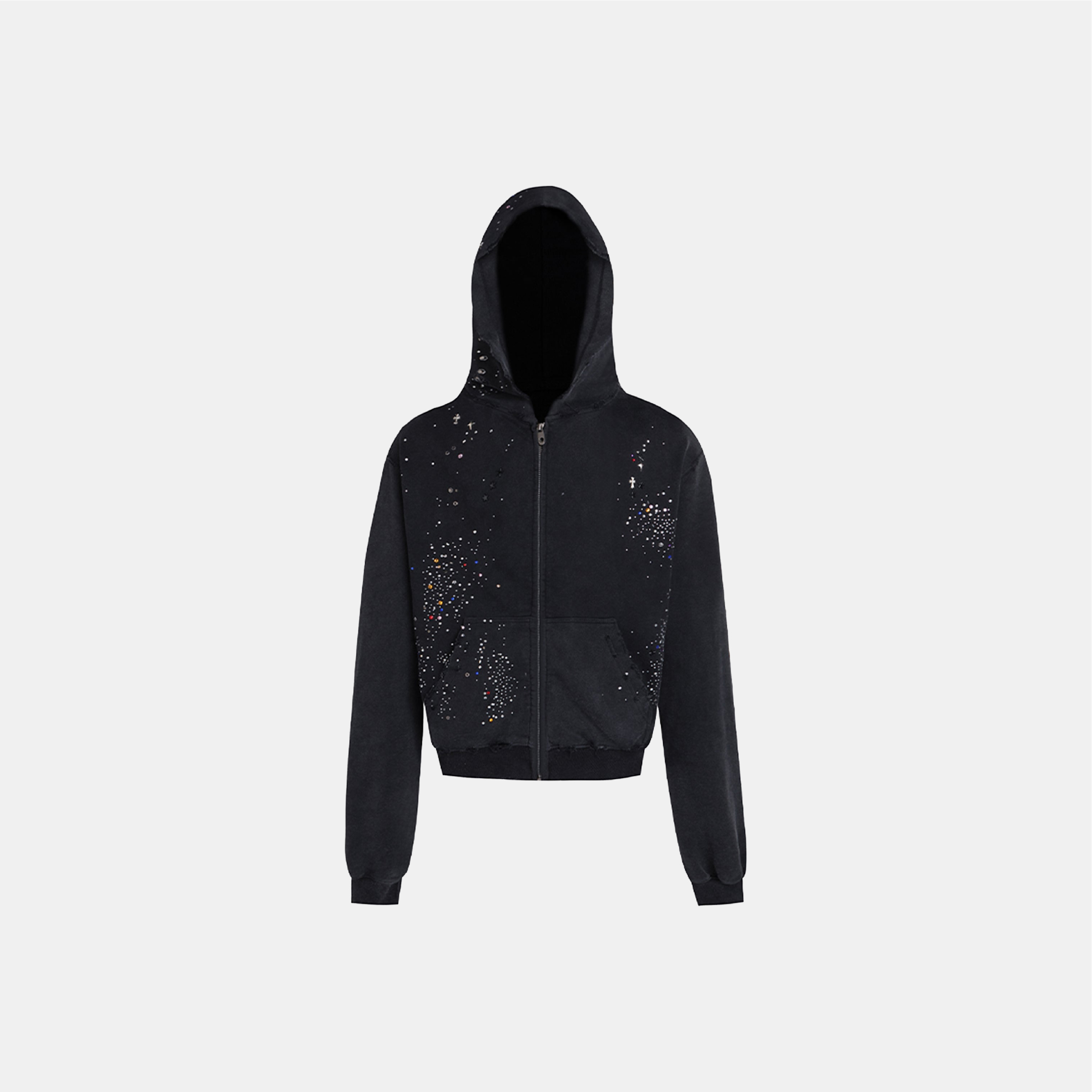 DND4DES Rhinestone Black Zip-up Hoodie 水鑽 連帽 外套