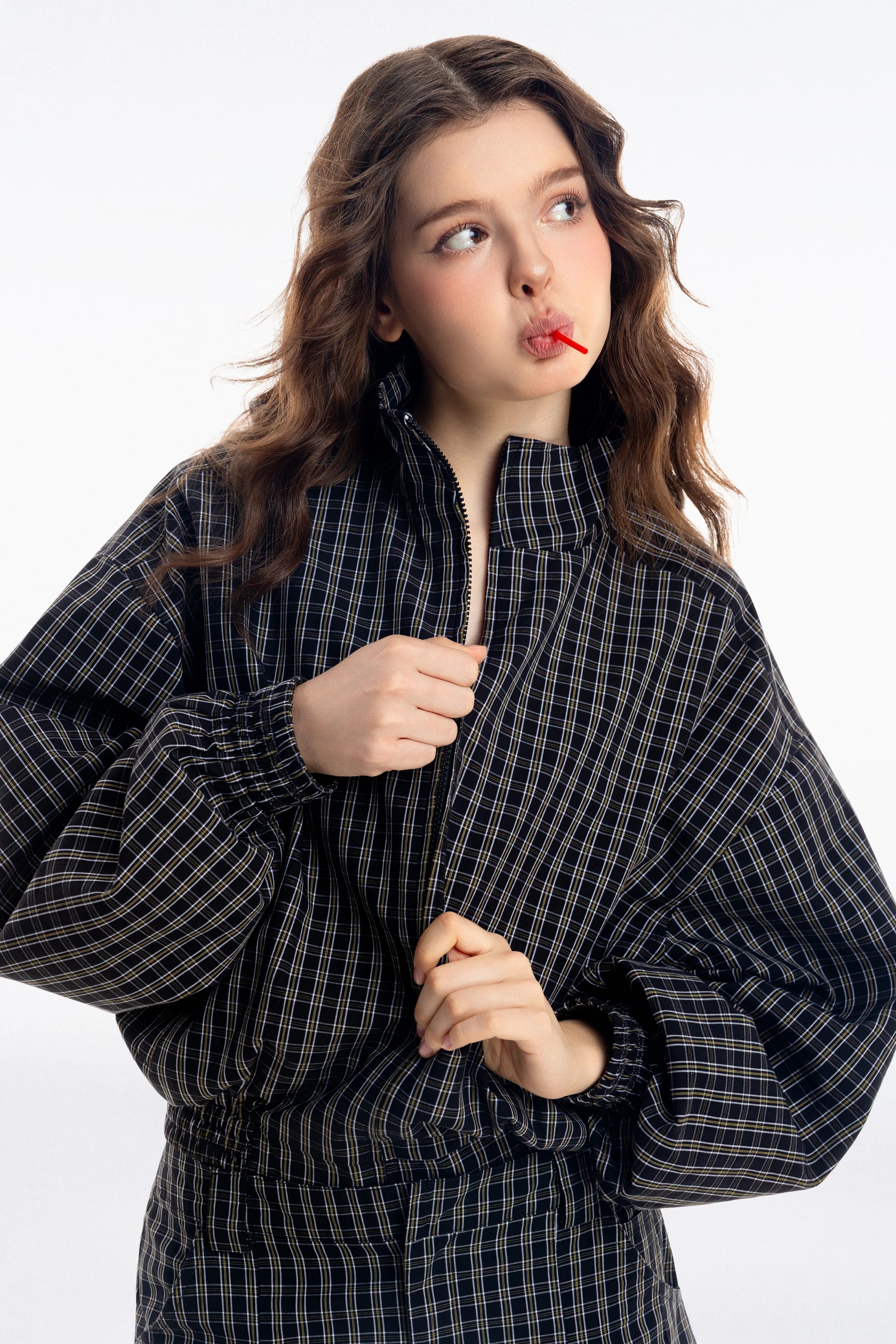 PUSH PUSH Gingham Zip Jacket 彎刀袖 格紋 外套