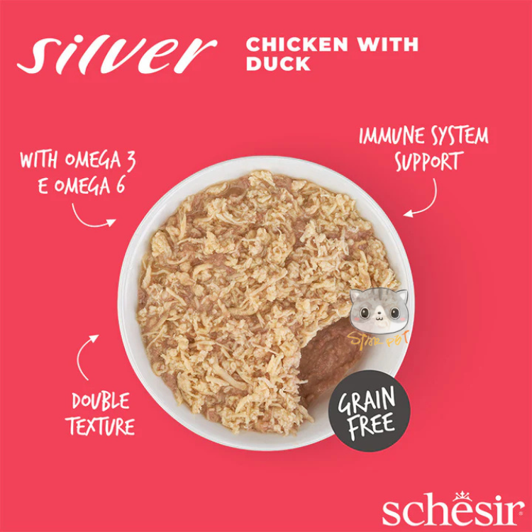 Schesir Silver Chicken & Duck Cat Wet Food 70g