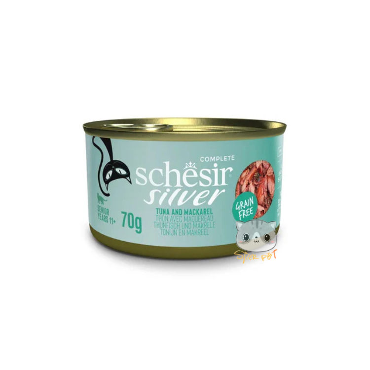 Schesir Silver 吞拿魚鯖魚 高齡貓主食罐 70g