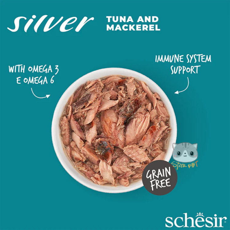 Schesir Silver 吞拿魚鯖魚 高齡貓主食罐 70g