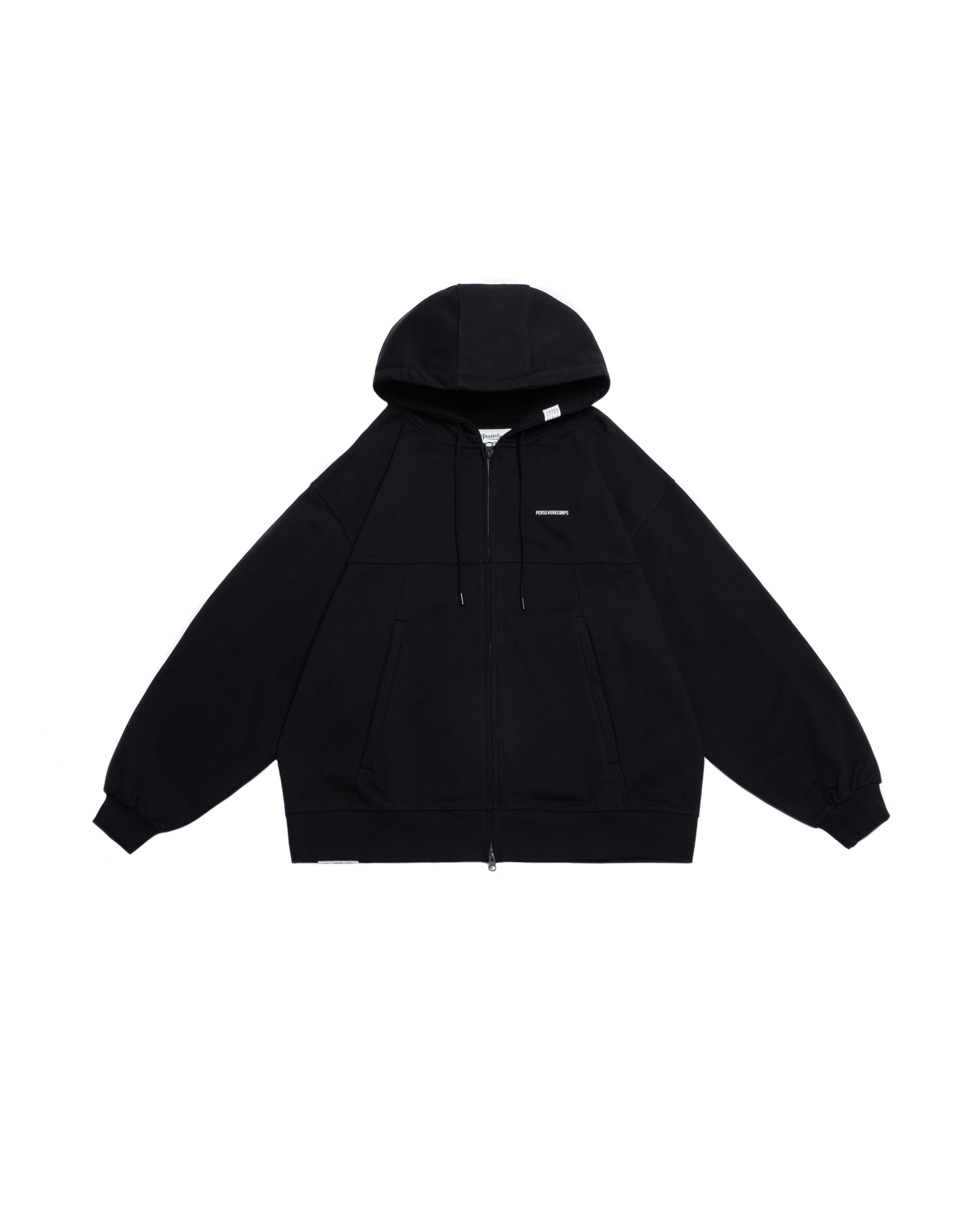 PERSEVERE HEAVYWEIGHT COTTON HOODIE JACKET BLACK BLUE