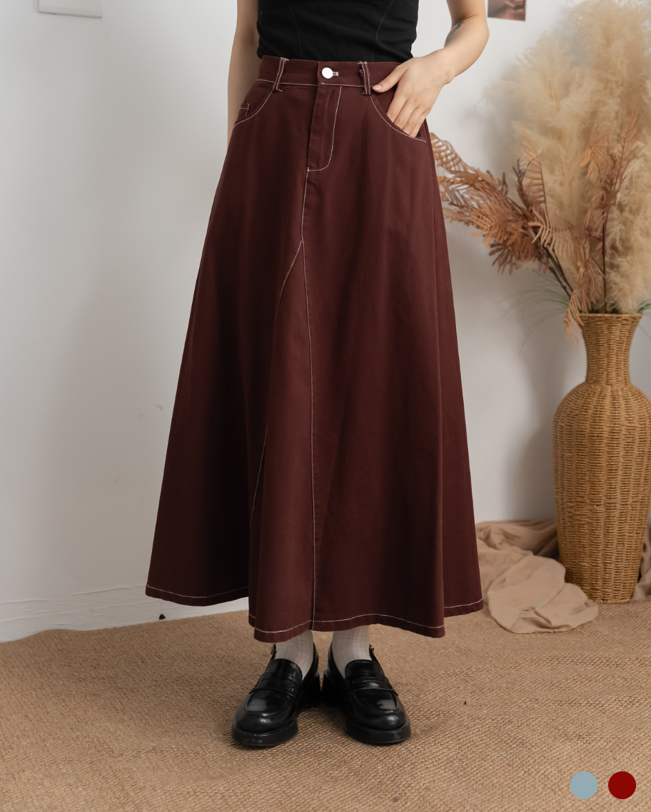 率性水洗挺版傘裙