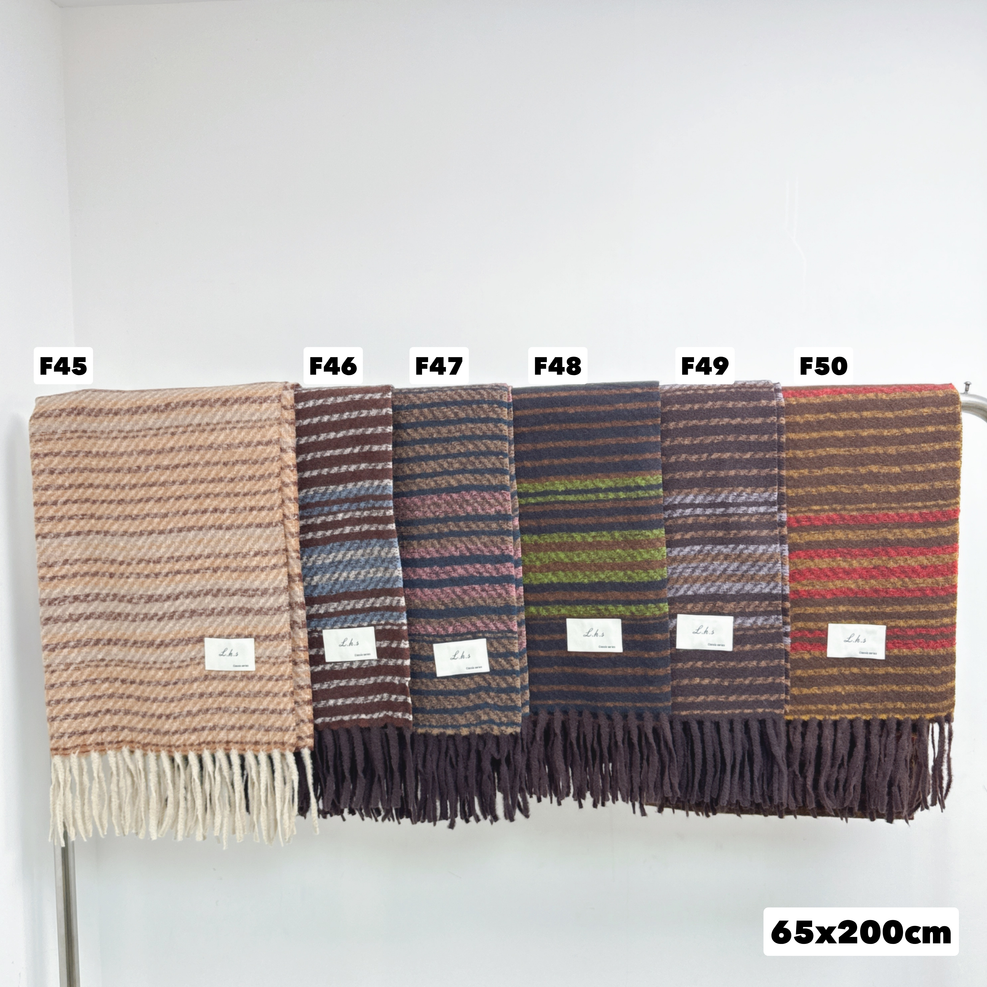 拼色彩間SOSO邊頸巾65 x 200cm (F45-F50)