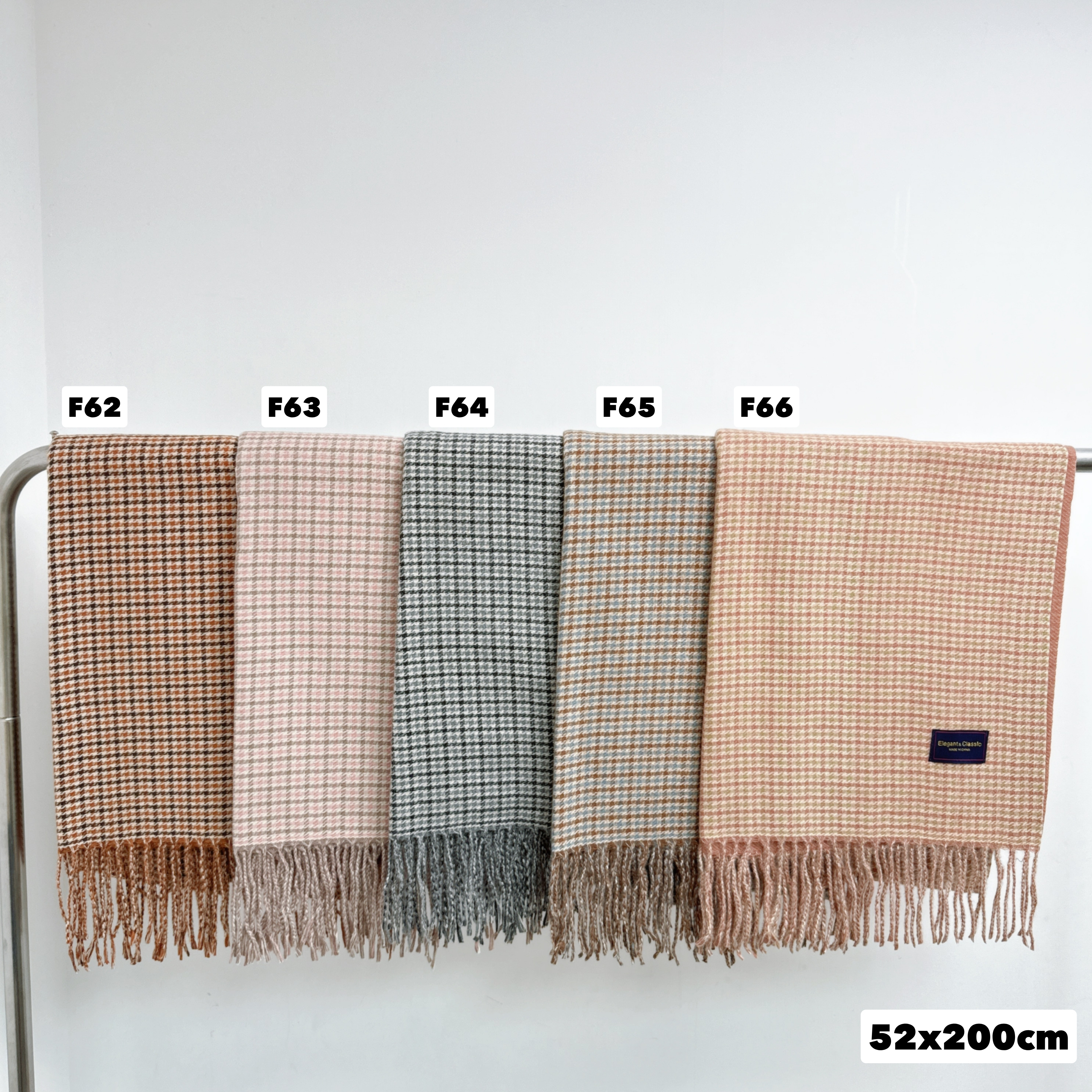 小千鳥格紋SOSO邊頸巾52 x 200cm (F62-F66)