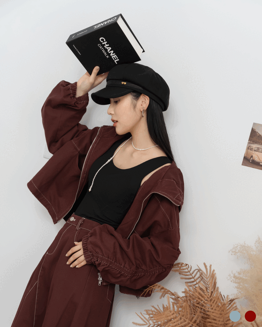 率性水洗抽皺連帽外套