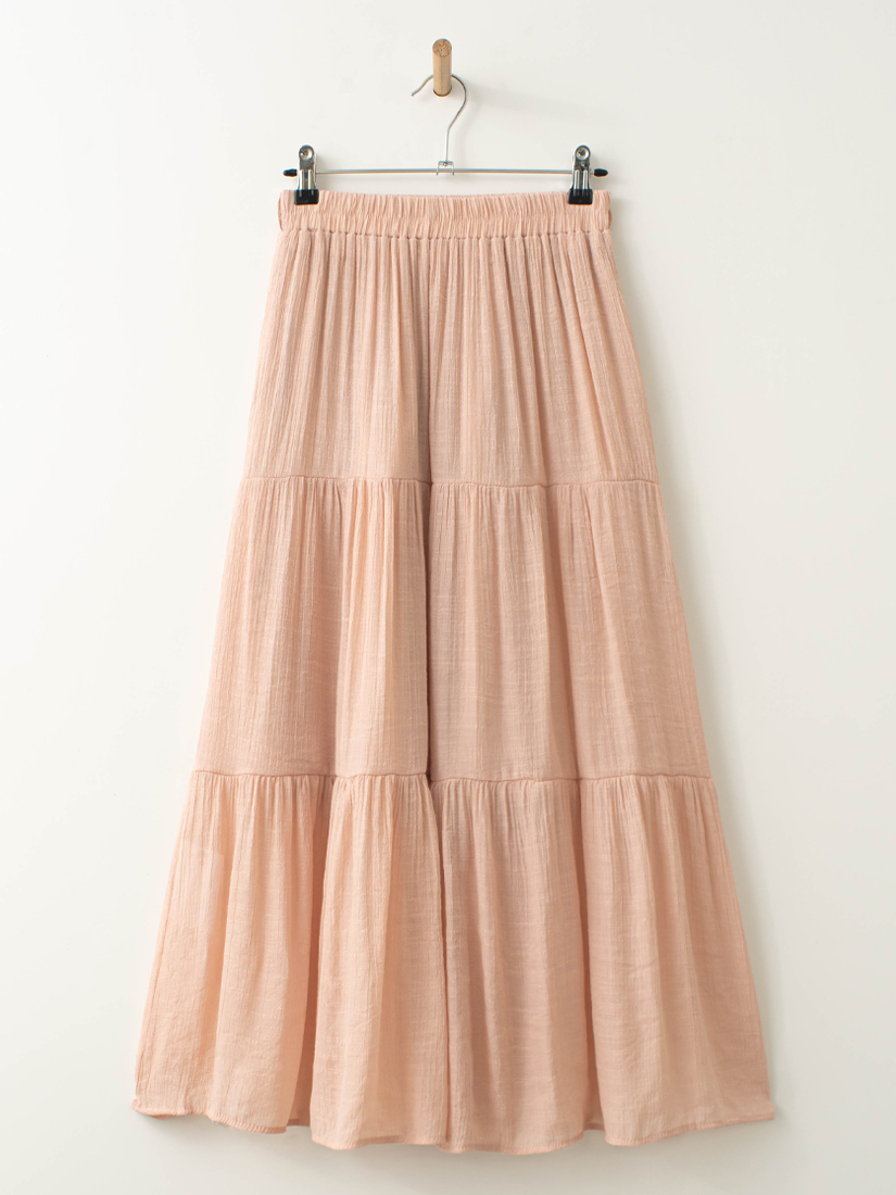 輕盈紋理感細褶蛋糕長裙