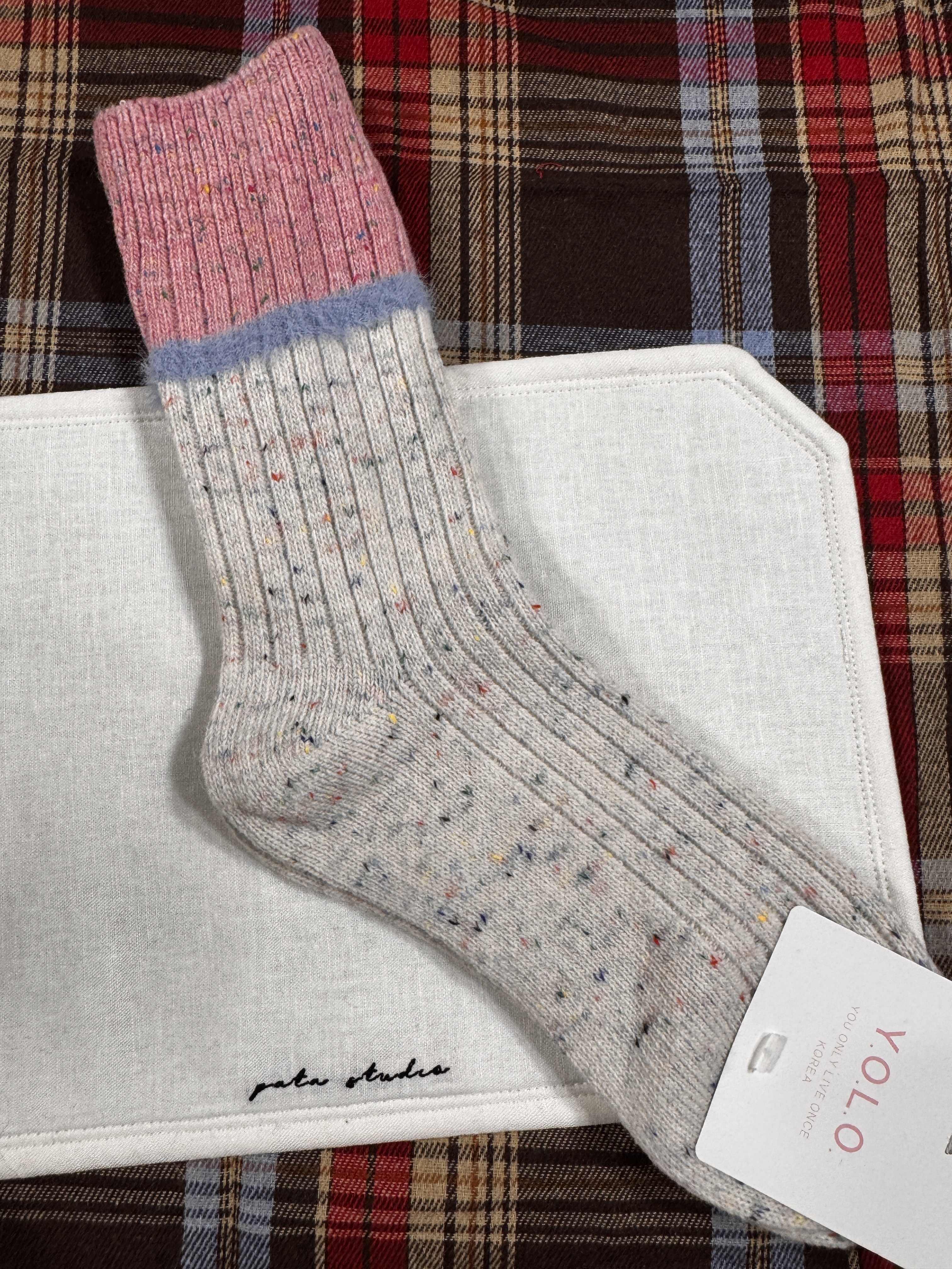 彩色粒粒拼色襪/對 （厚身）【不設退換】