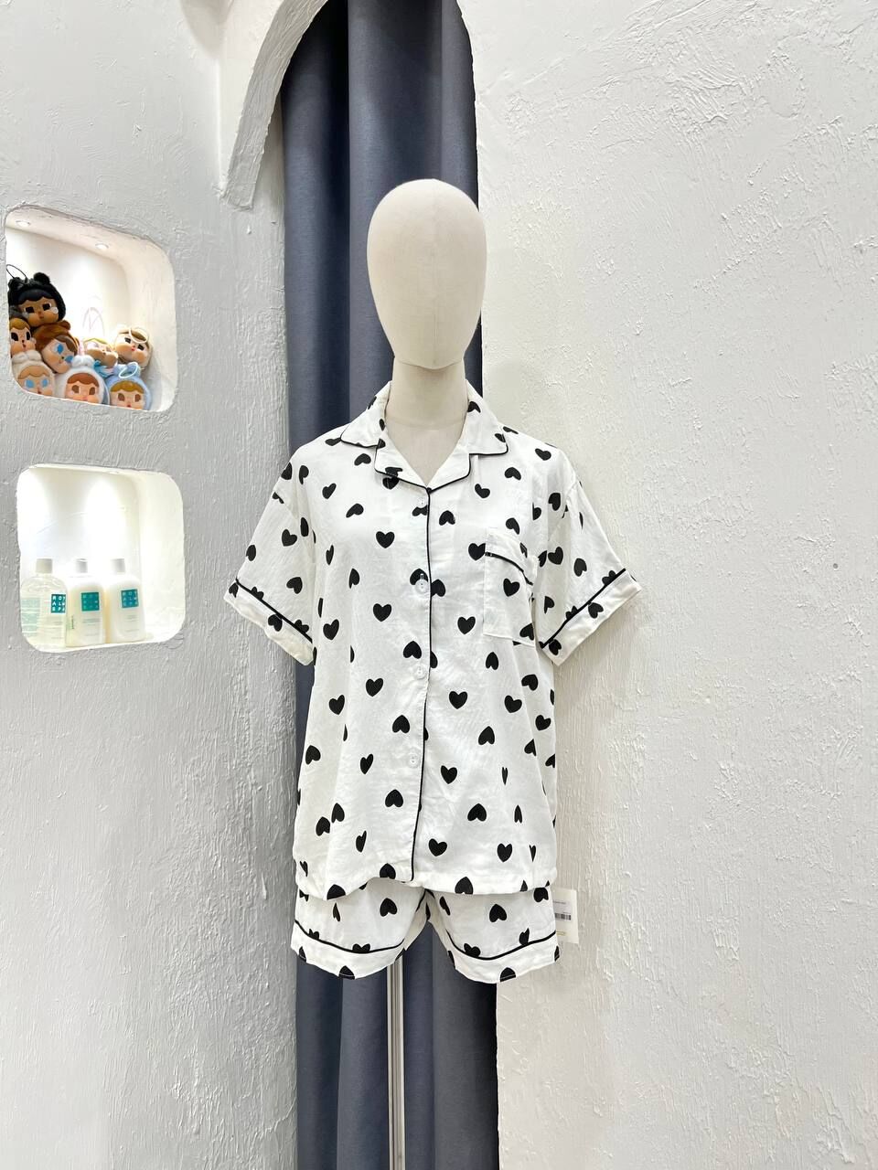 Set of 3 Pajamas, Black Heart