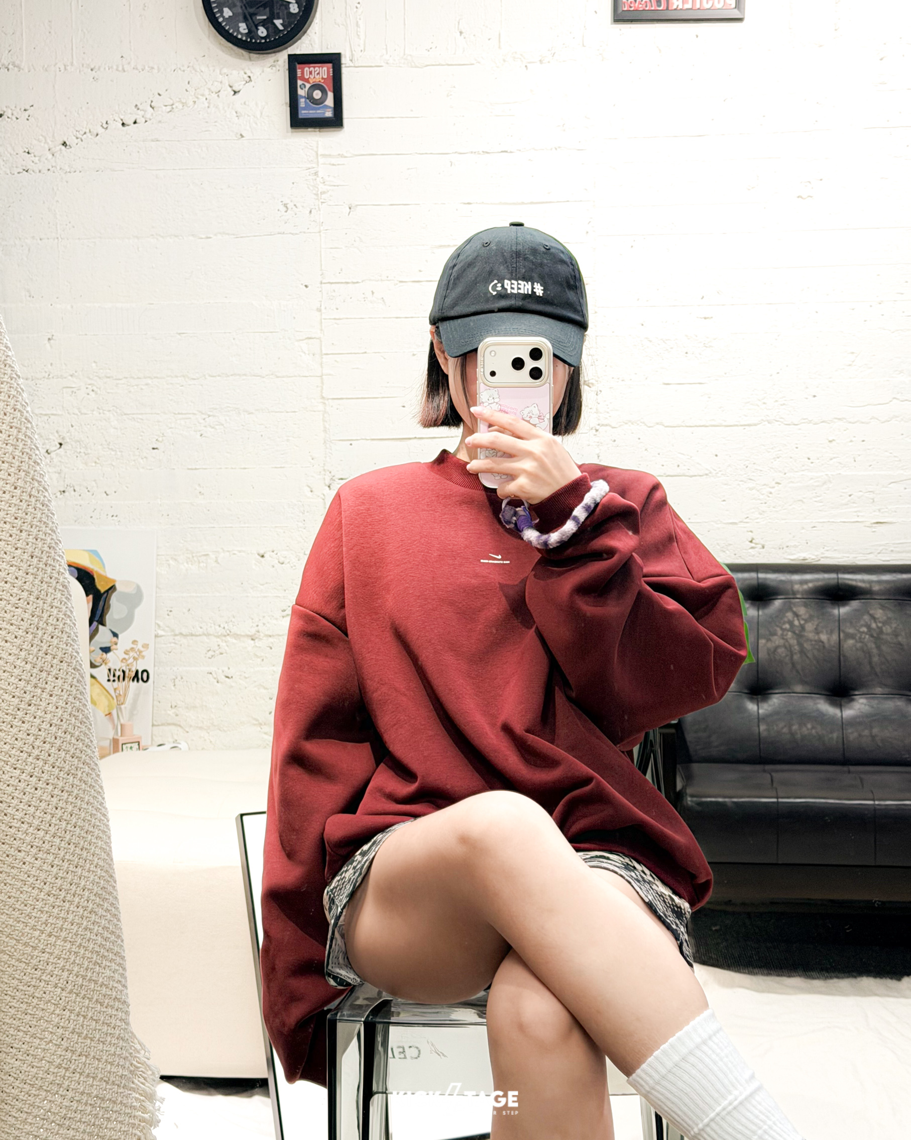 男款 NIKE THERMA-FIT TEE 黑色 酒紅色 小標 印花 內刷毛 寬鬆 大學T 保暖 長袖 衛衣【IM5902】NKTF