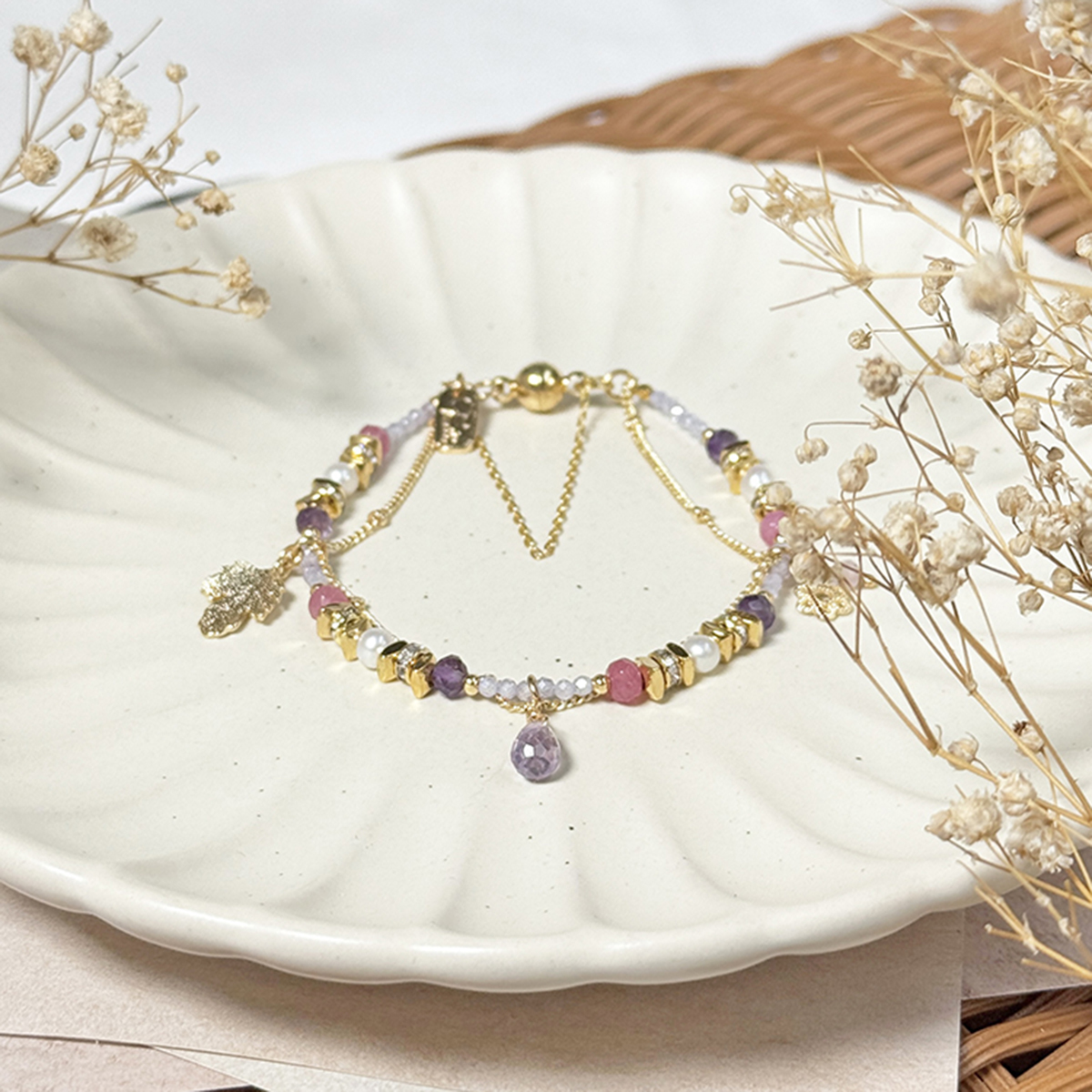 生日花 • 柒月參 • 錦葵 – 紫水晶 – 手鍊