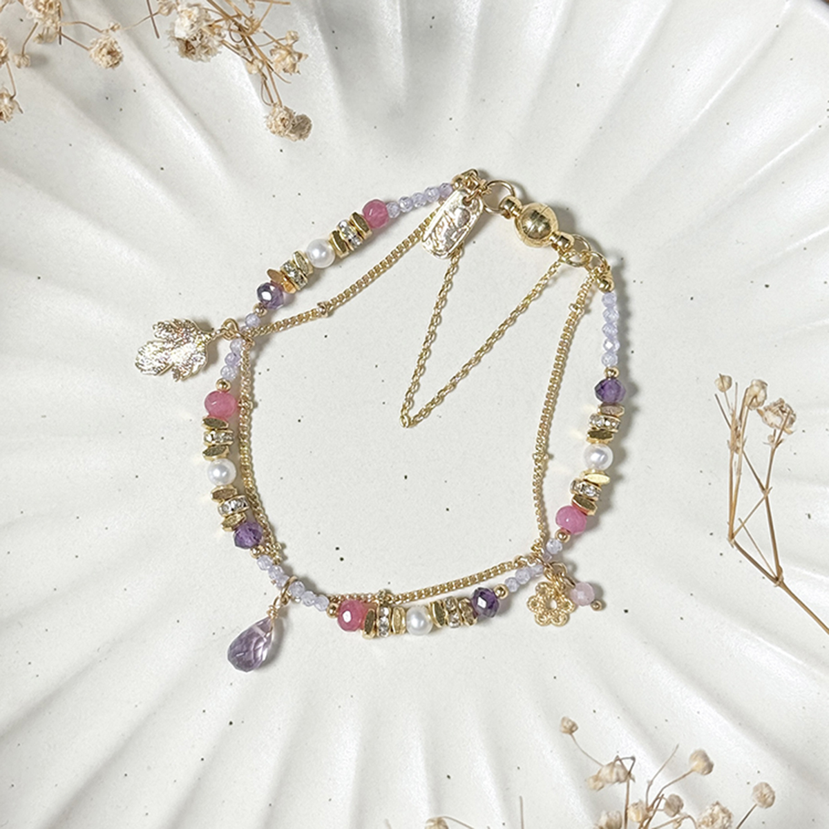 生日花 • 柒月參 • 錦葵 – 紫水晶 – 手鍊