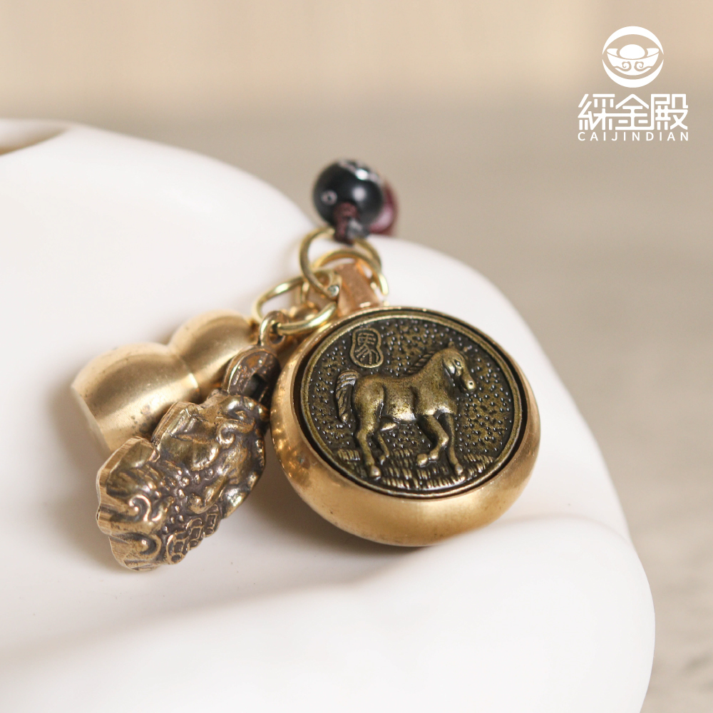 生肖馬-夜光琉璃十二生肖本命佛黃銅吊飾｜大勢至菩薩｜掛件｜護身｜生肖｜轉運【綵金殿】