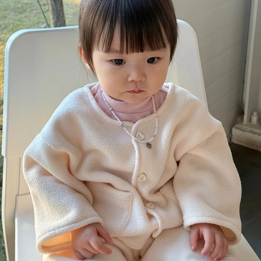 25F/W DOTTogether搖粒絨愛心紐扣保暖開襟衫