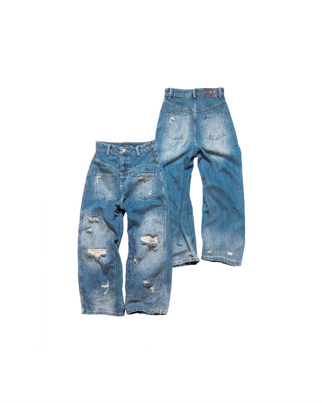 EAL Reversed Baggy Double Knees Jeans