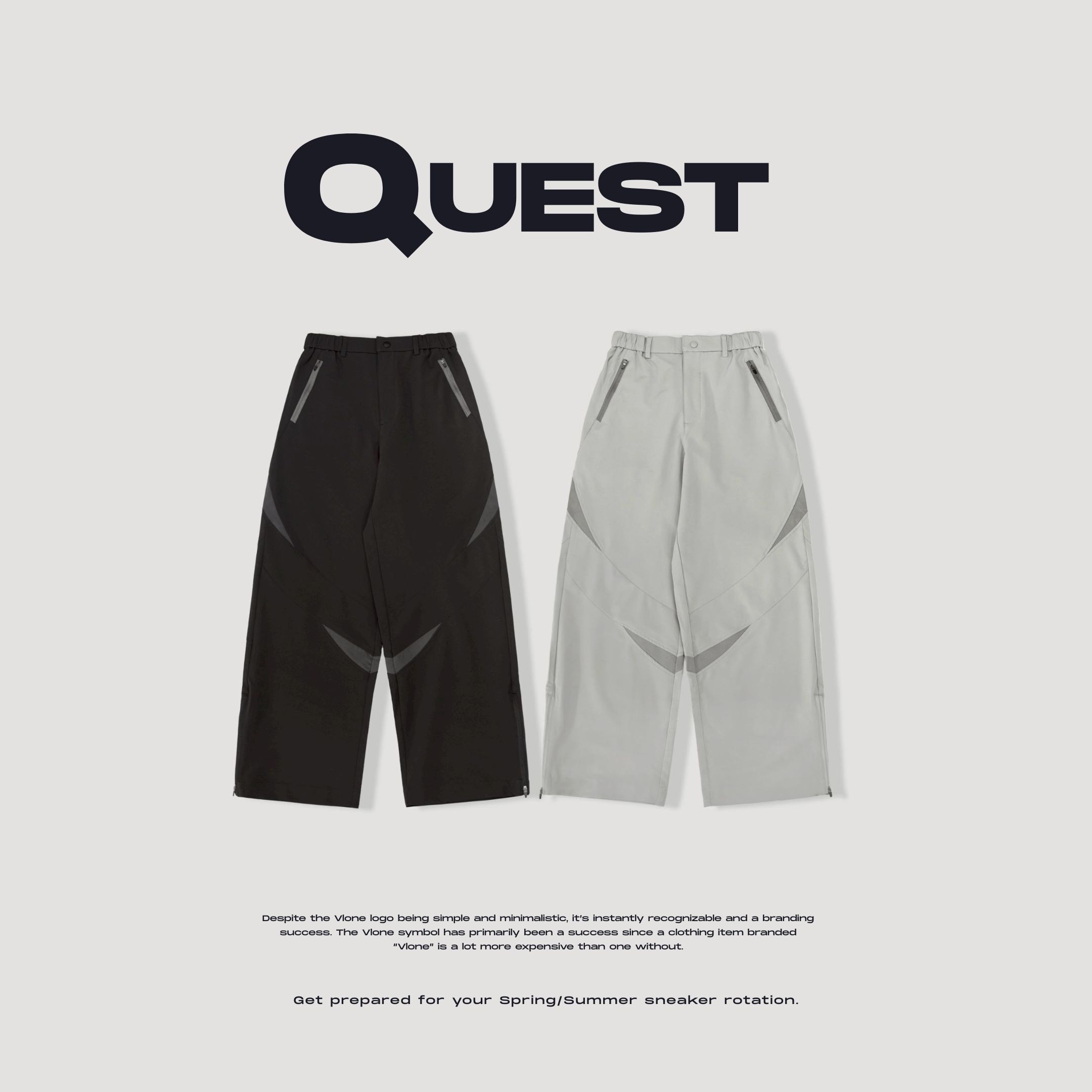 NICEDAY 現貨 QUEST Arc Tailored Pants 弧形 拼接 長褲 黑 灰 11303905
