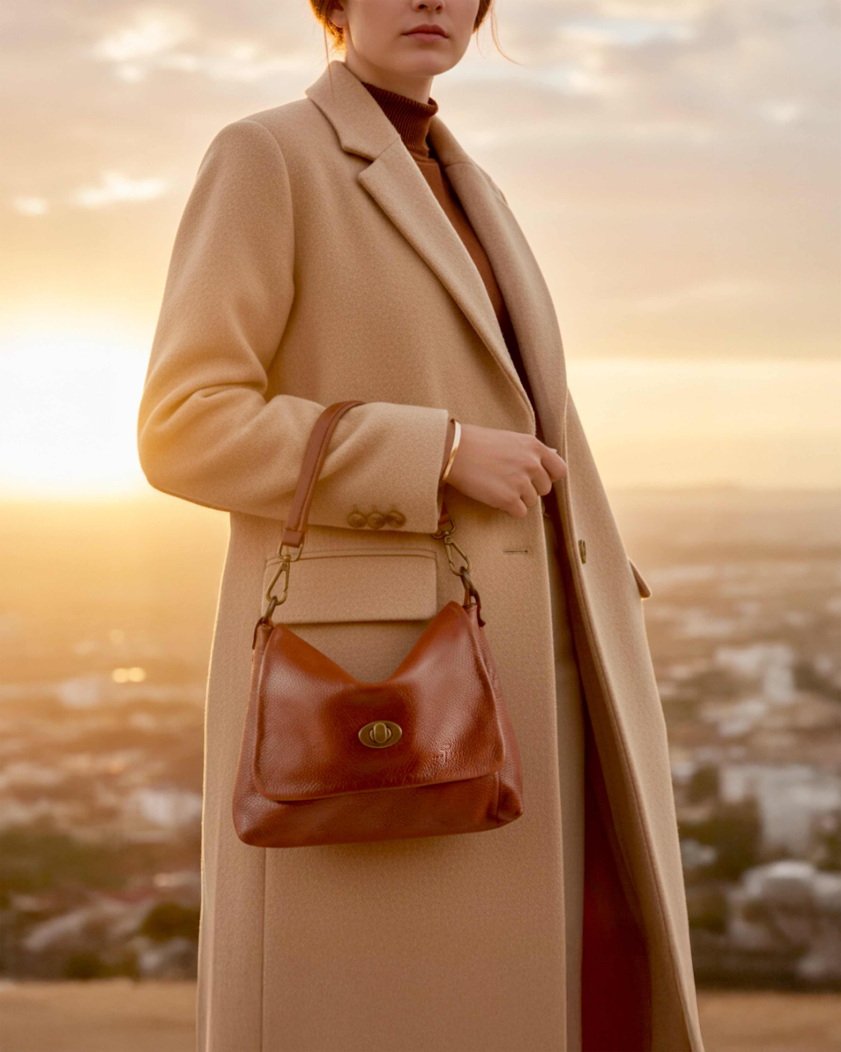 AMICA 素面小郵差包 棕色