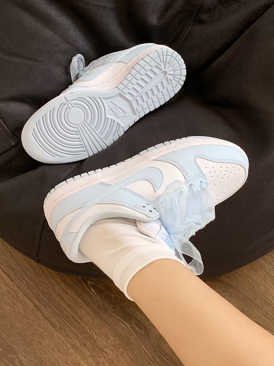 NIKE DUNK LOW NEXT NATURE 冰川藍 寶寶藍 淺藍 白色 蕾絲 紡紗鞋帶 芭蕾風 女鞋 IB7311-100 / 預購