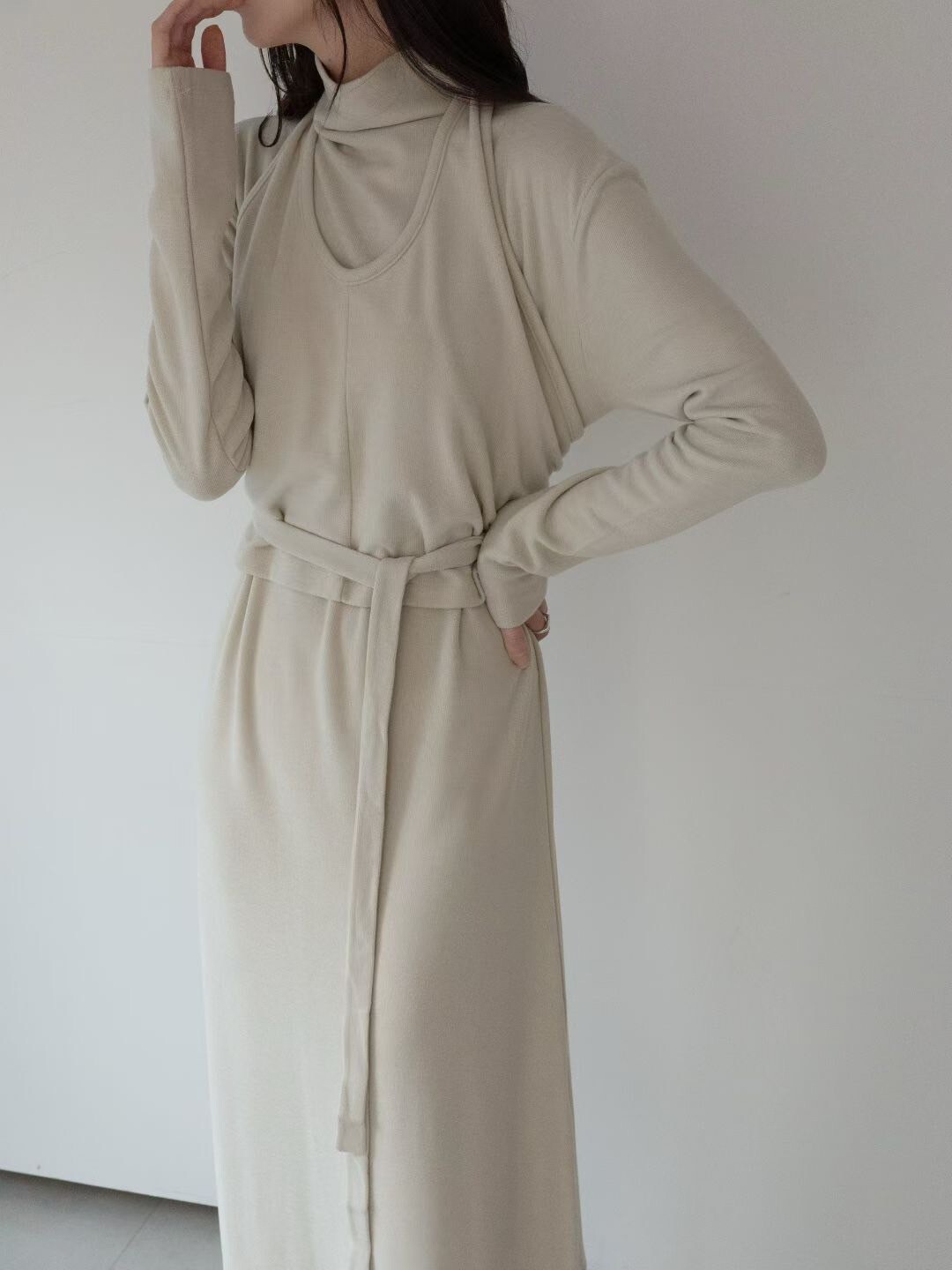 綁帶造型短版背心+同色系長洋裝SET / 2色