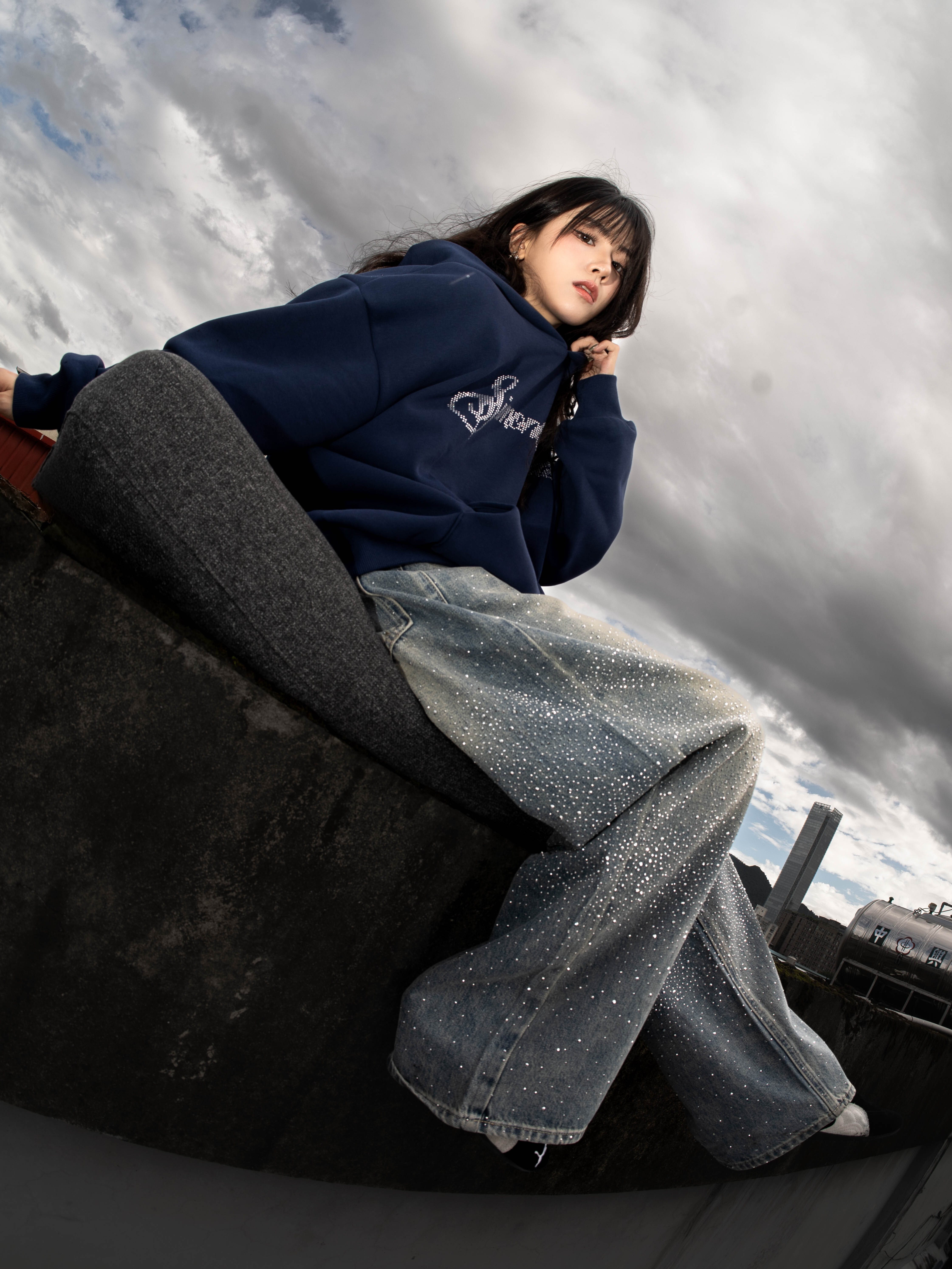 【現貨】ACR 貓鬚 星光閃耀 貼鑽 直筒 牛仔褲