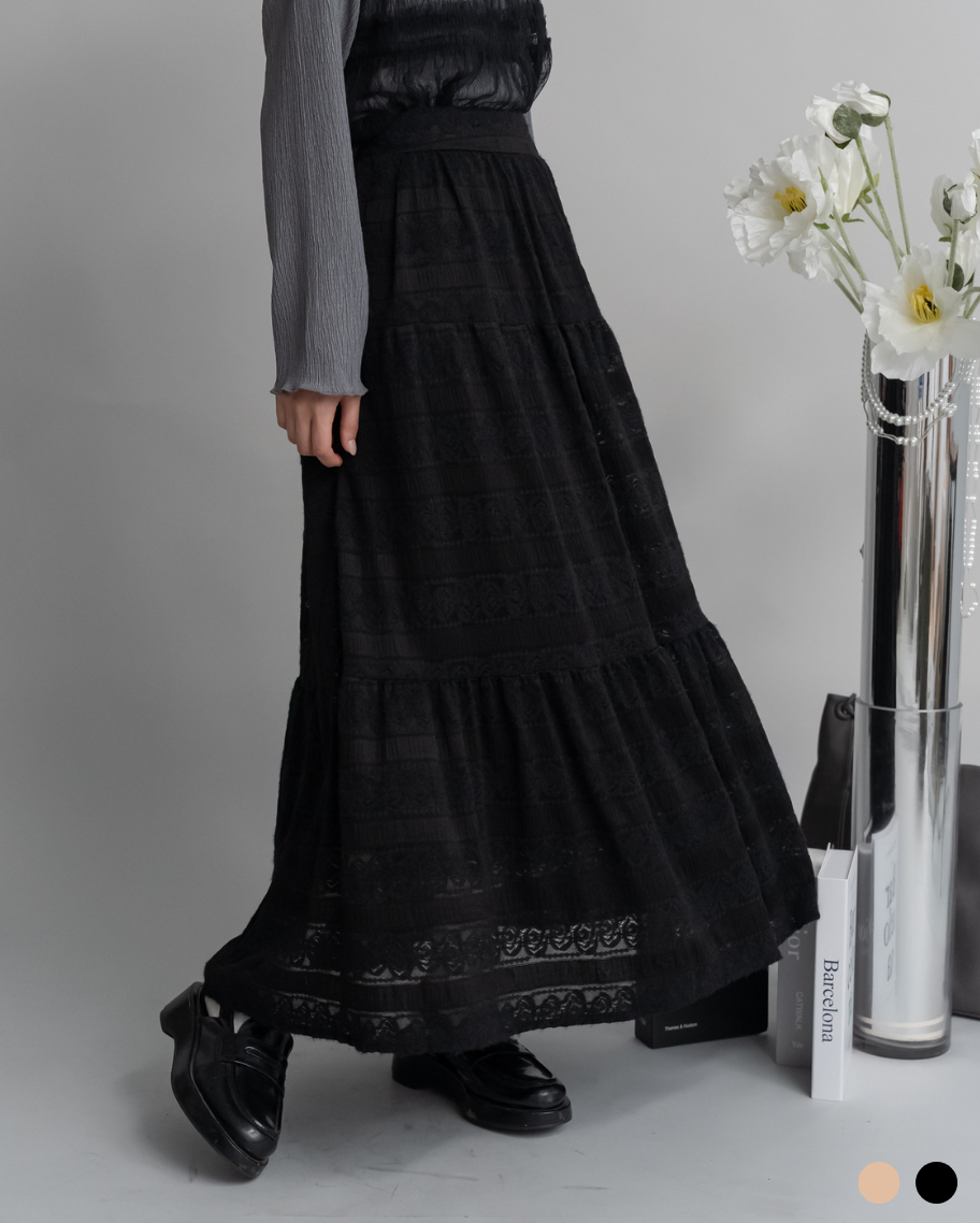 度假風花紋簍空感長裙