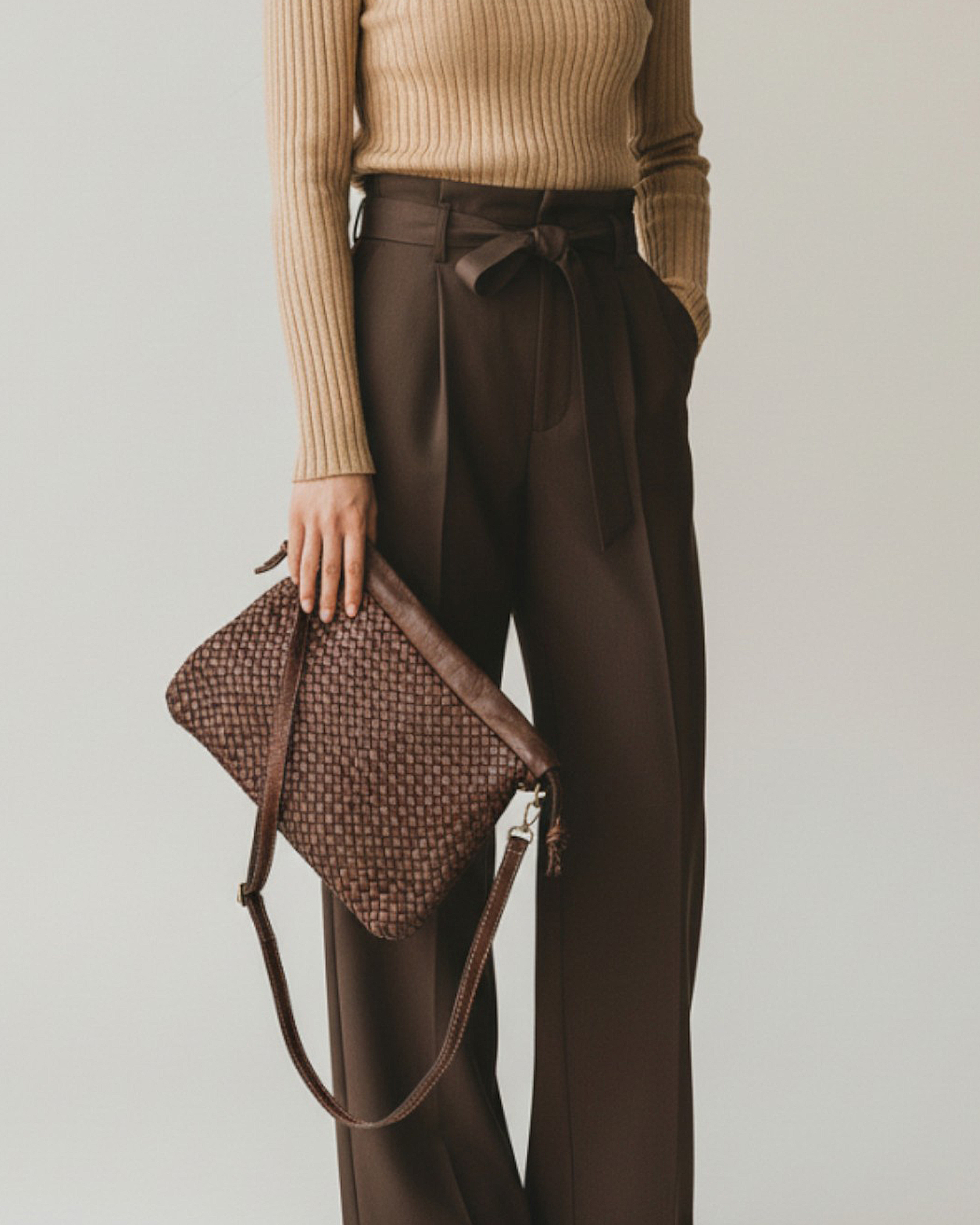 Gogowo 編織束口包 深咖