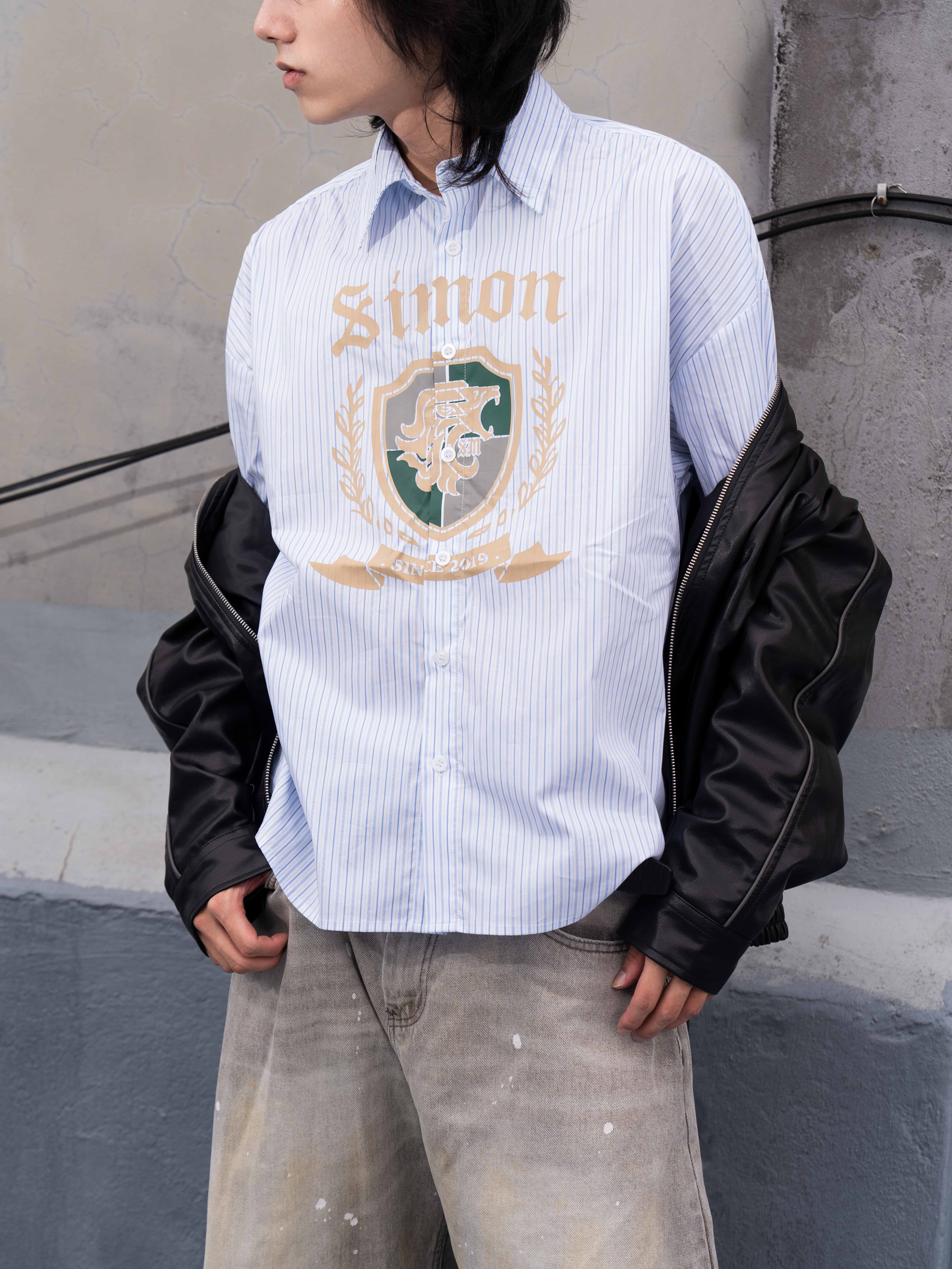 SIMON MADE TL-2429 中世紀 家徽 條紋 襯衫