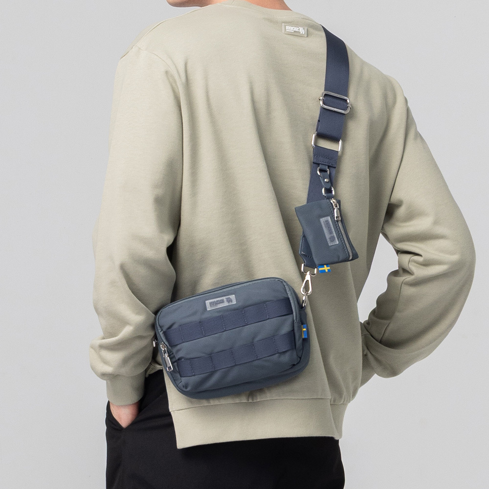 瑞典雲朵包系列｜防潑水 城市探險 斜背包(灰藍)S