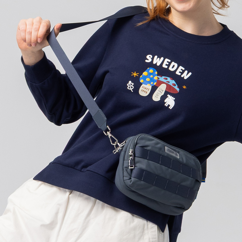 瑞典雲朵包系列｜防潑水 城市探險 斜背包(灰藍)S